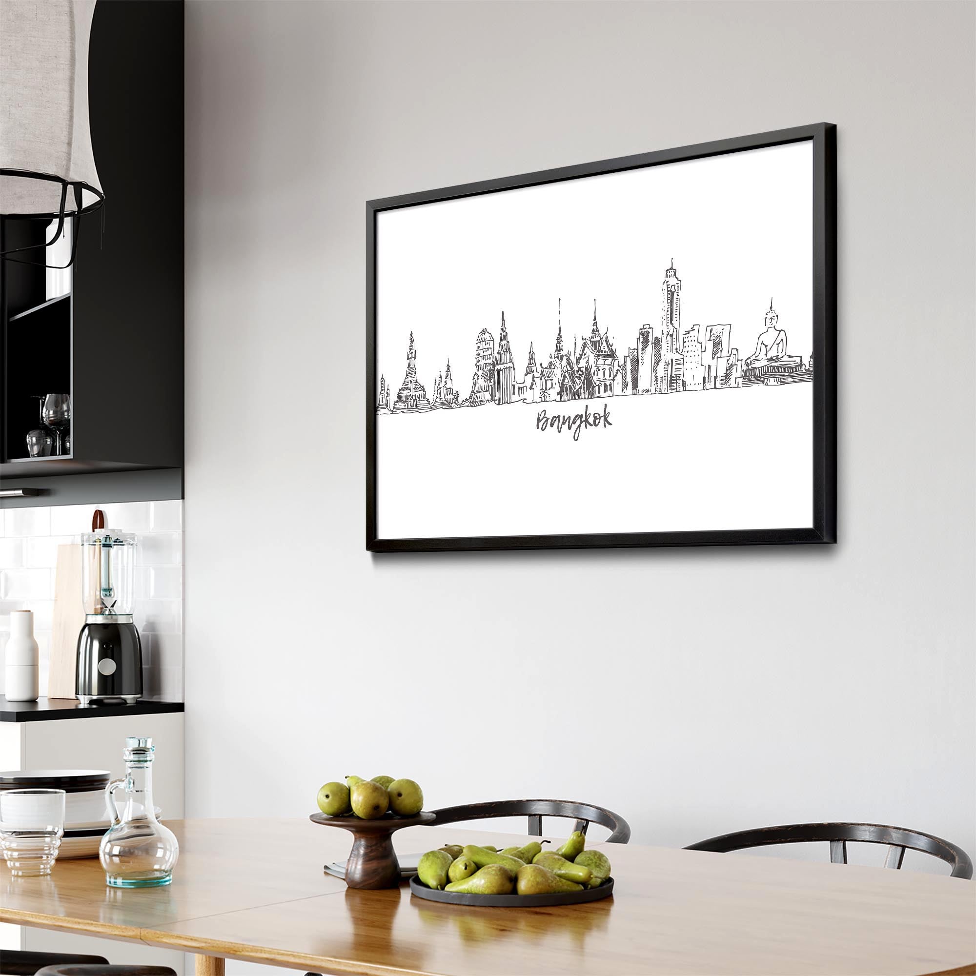 Bangkok Thailand Drawing Minimal Travel Wall Art