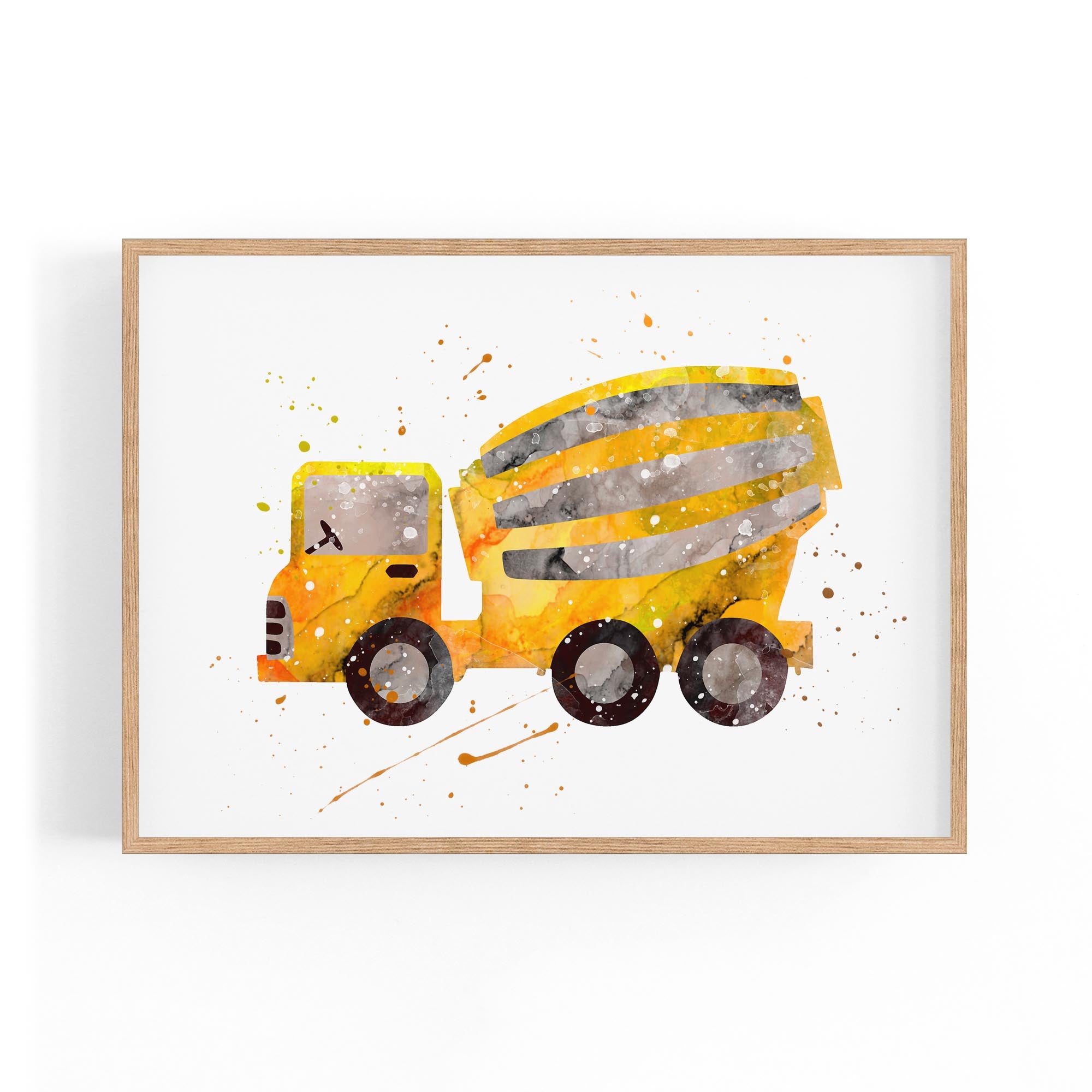 Yellow Mixer Truck Boys Bedroom Nursery Wall Art