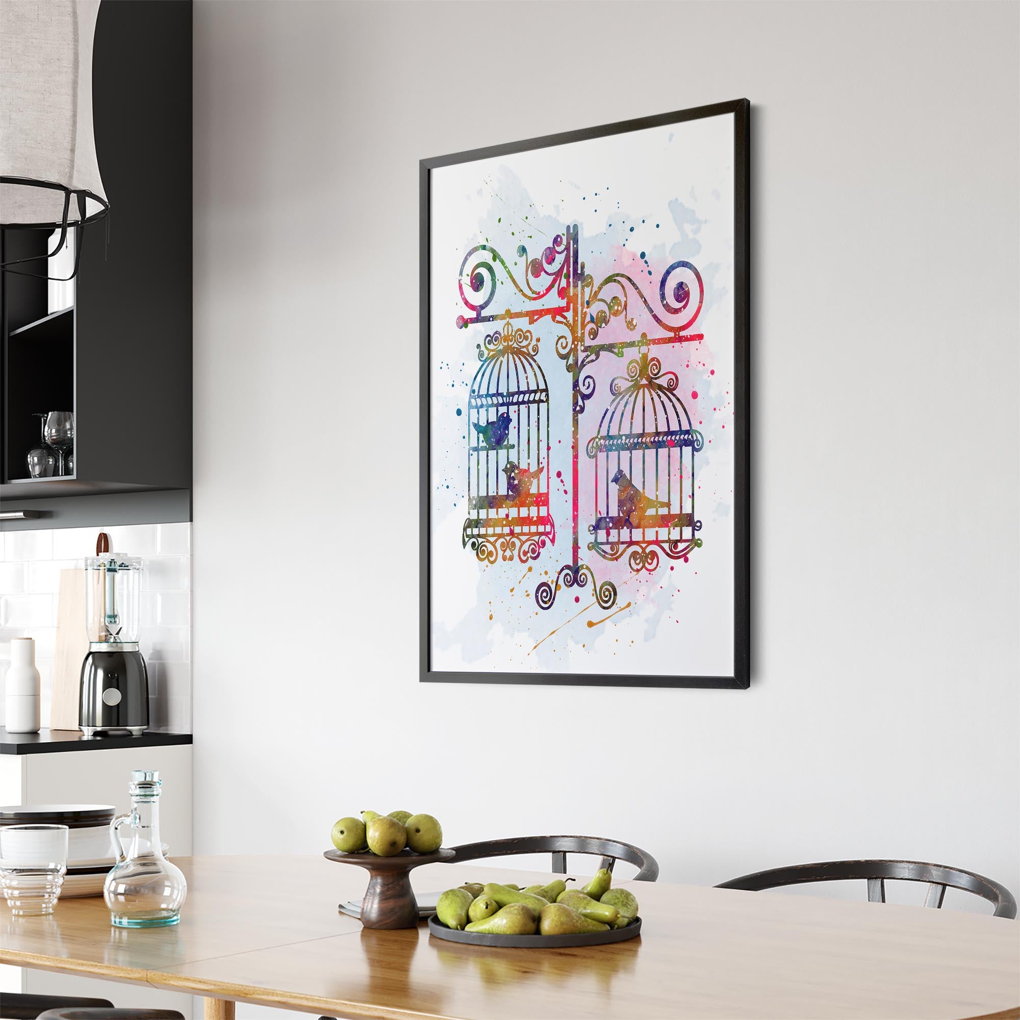 Birds In Cages Cute Decoration Wall Art