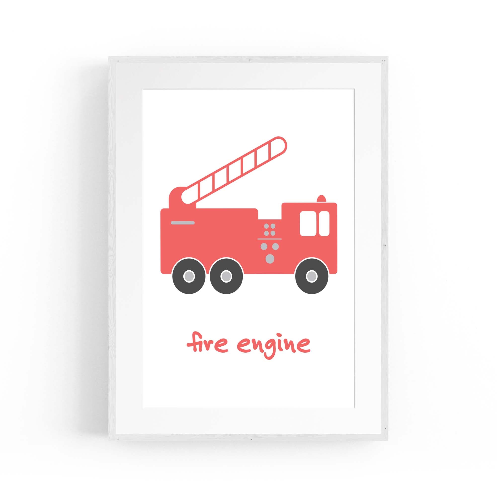 Red Fire Engine Boys Bedroom Nursery Wall Art