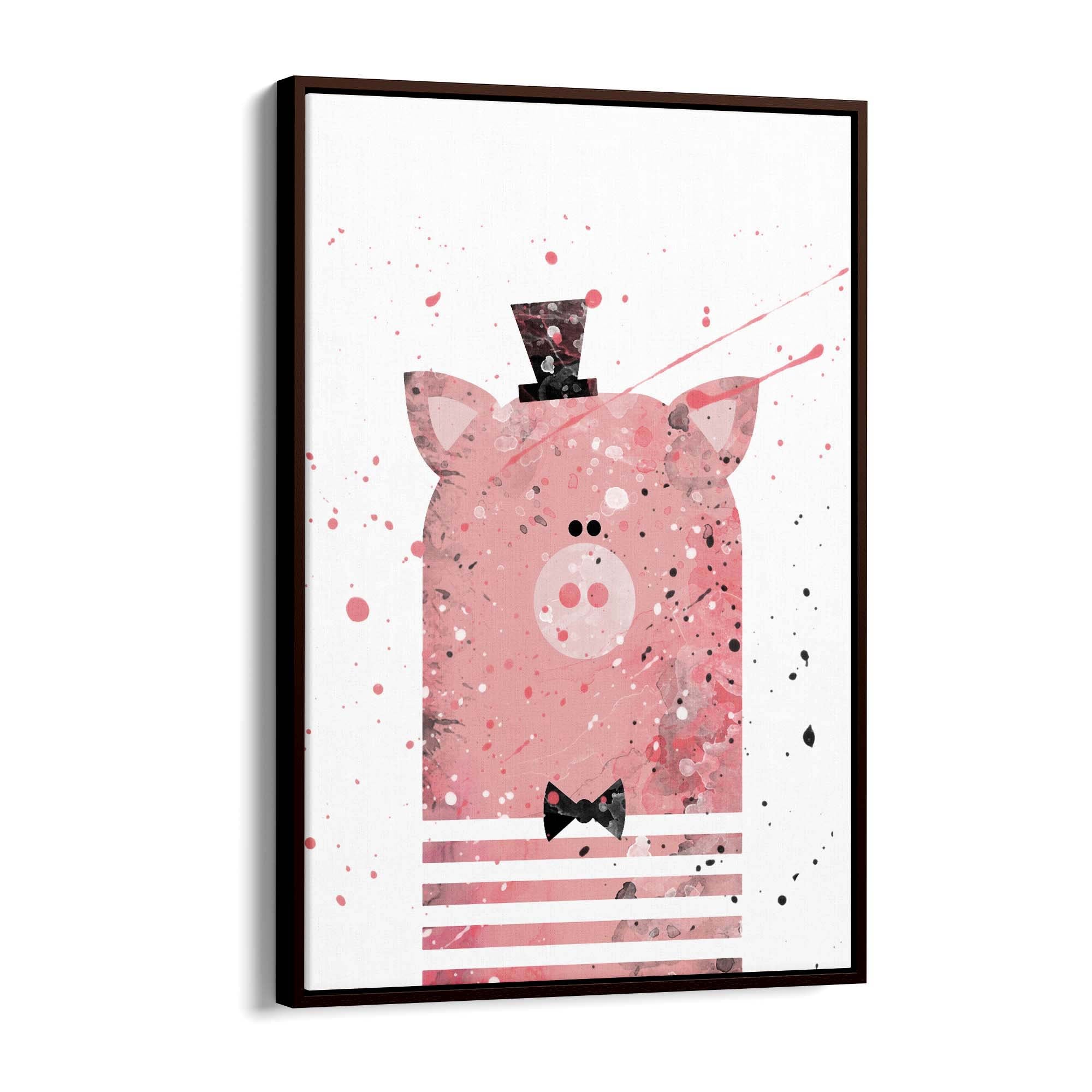 Pink Pig Nursery Cartoon Cute Animal Baby Wall Art