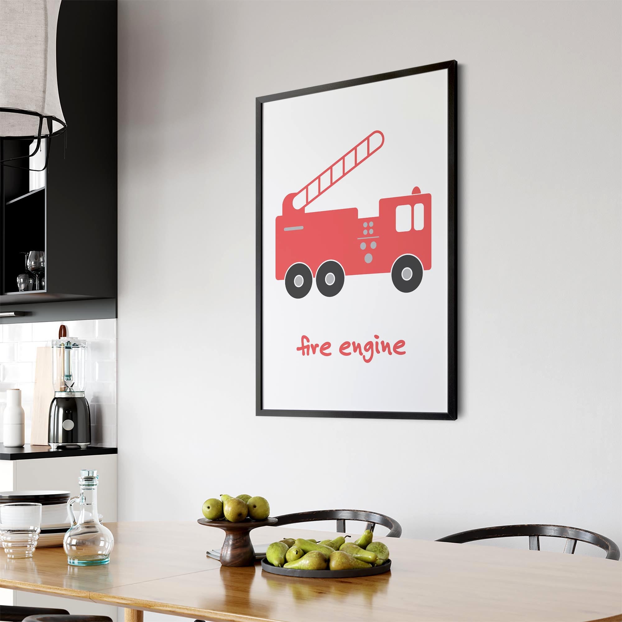 Red Fire Engine Boys Bedroom Nursery Wall Art