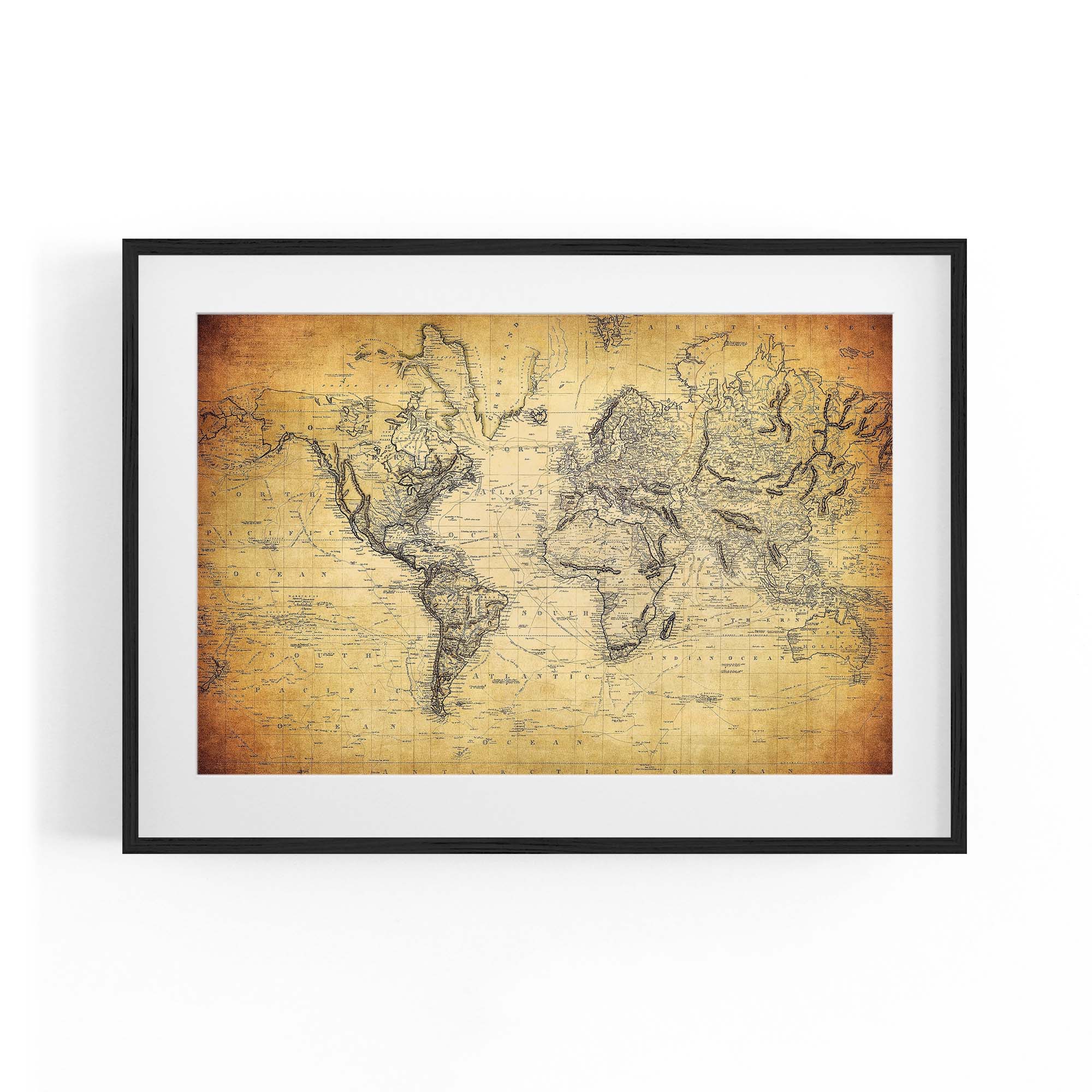 Vintage World Map Old Wall Art #2