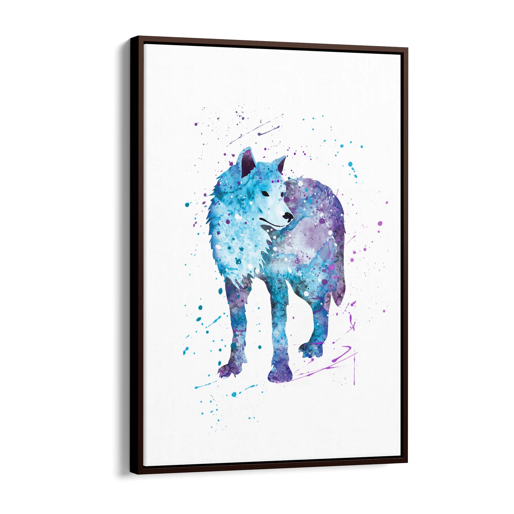 Blue Lone Wolf Cute Animal Painting Wall Art