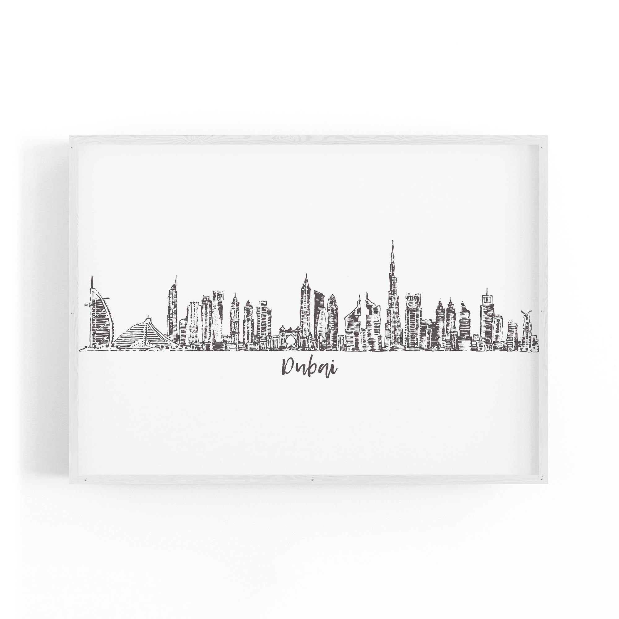Dubai UAE Cityscape Drawing Minimal Wall Art