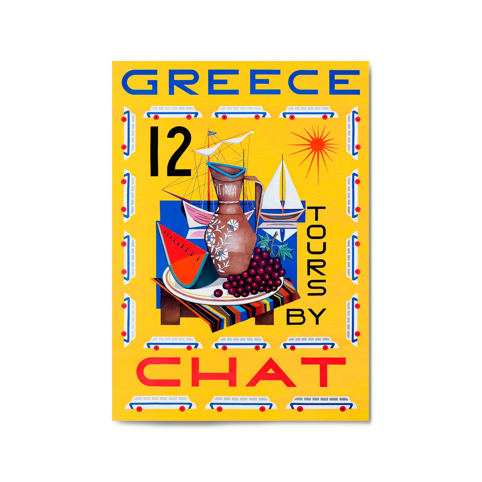 Greece Tours Vintage Travel Advert Wall Art